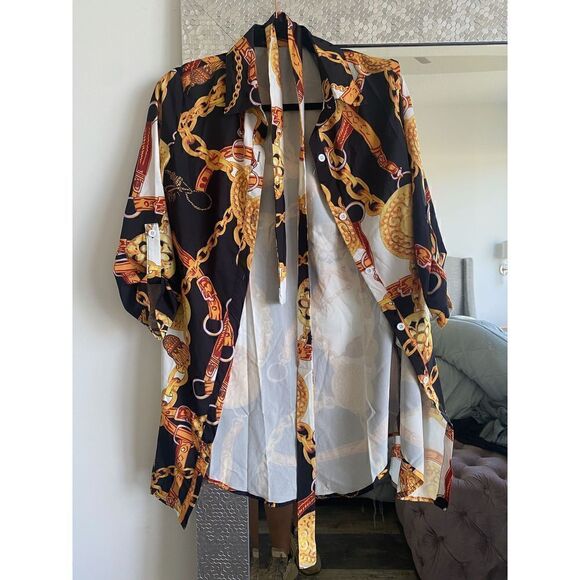 Chain patterned shirt dress  #1 - Picture 4 of 7